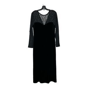 Robbie Bee Vintage 90s Black Velvet Mesh Maxi‎ Dress Womens Size 10 Whimsigoth
